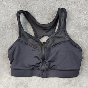 Handfull The closer Sports bra breathable support stretch mesh front zip Small